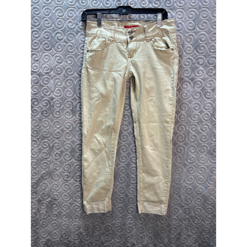 GOGO STAR Women's Size S Khaki Beige Cotton Blend‎ Cropped Pants Casual Comfort